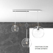 SOSP. OTTONE SAT. RETTANGOLARE 3 LUCI VETRI (1 X GRANDE+ 1 X MEDIO+ 1 X PICCOLO)TUTTI TRASPARENTE 1155OS-S3 RMIX-TR