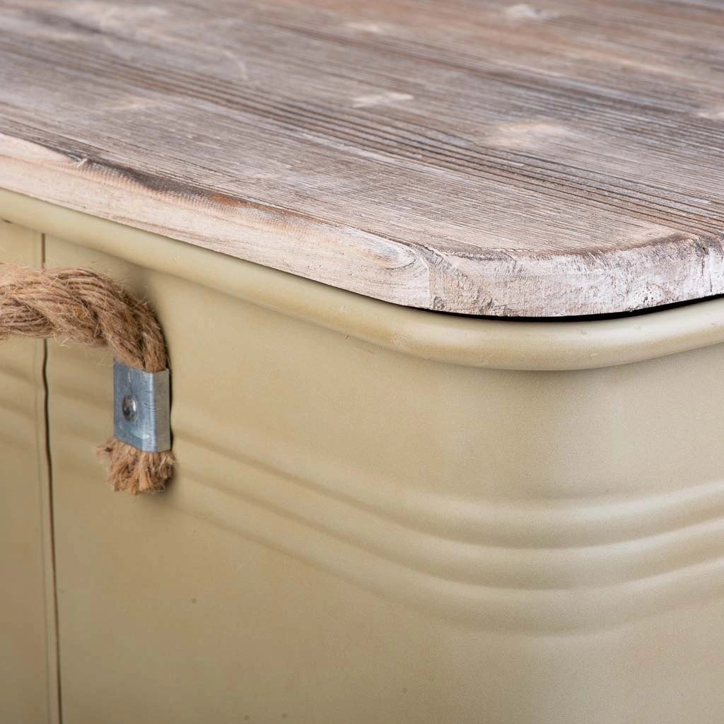 Cesto biancheria metallo stampato beige 41x41x52
