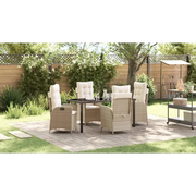 Set da Pranzo per Giardino con cuscino 5 pcs Beige polyrattan