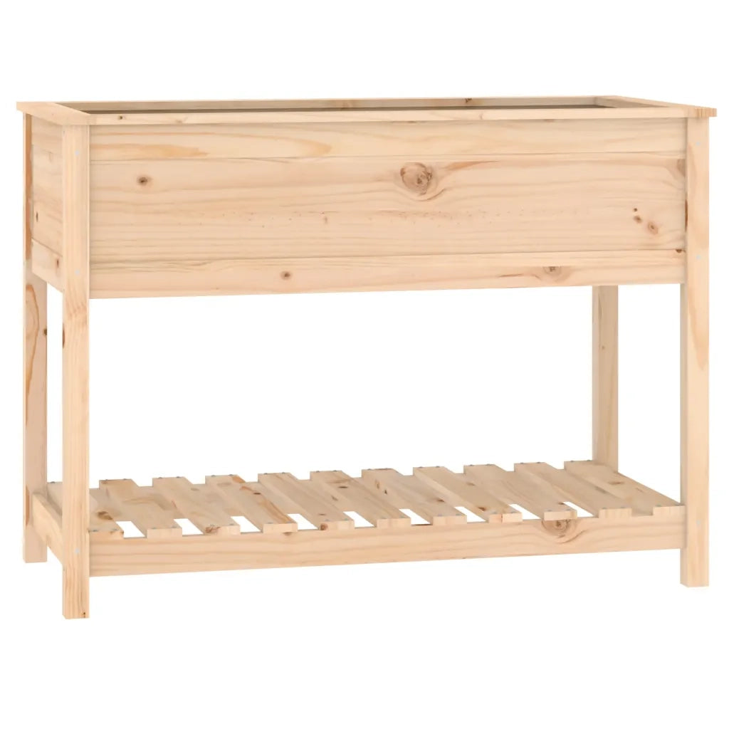 Fioriera con Mensola-Vaso con Ripiano-Contenitore per Piante 111,5x54x81 cm in Legno Massello di Pino