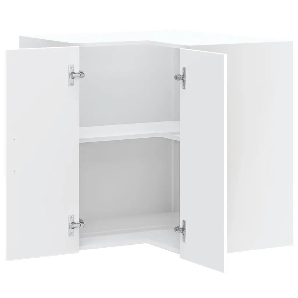 Pensile da Cucina ad Angolo-Mobile Cucina da Parete Kalmar Bianco in Legno Multistrato