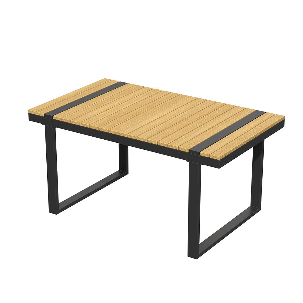 Set da giardino angolare - Zephmum- Grigio e nero, tavolo in legno composito, seduta regolabile