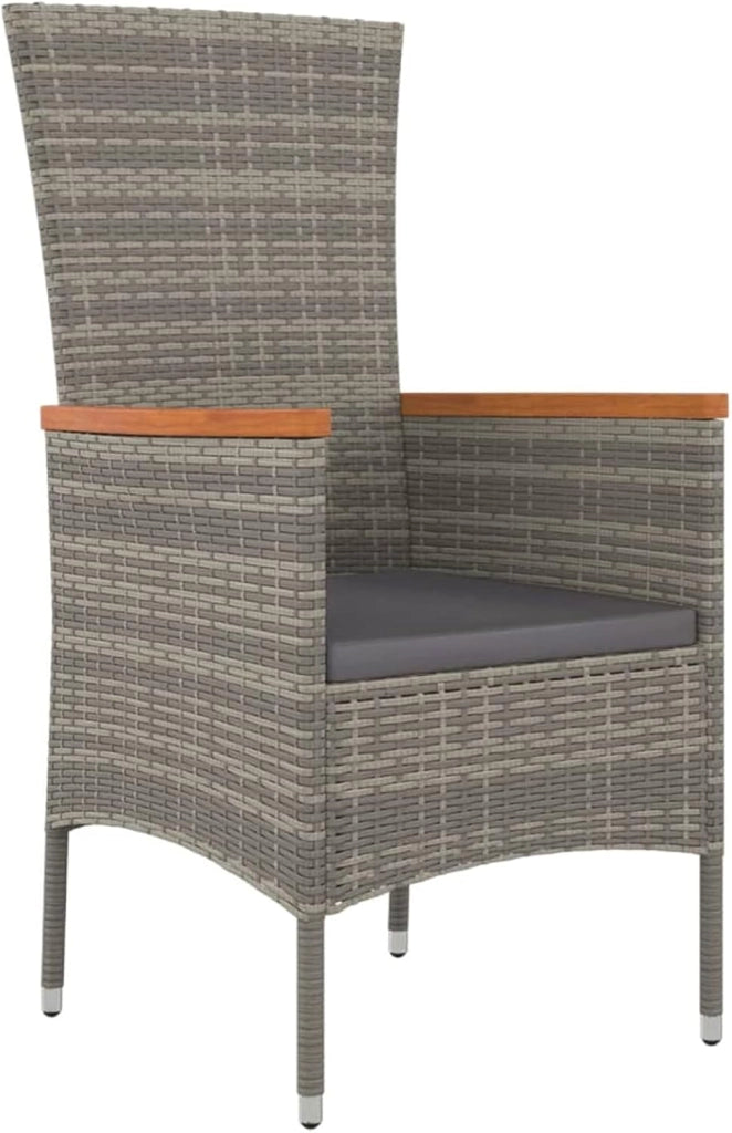 Set da pranzo da giardino 7 pezzi e cuscini in rattan sintetico grigio, set tavolo e sedie da giardino, tavolo da terrazza e sedie, set da giardino, mobili da giardino per esterni 3157540