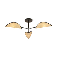 Plafoniera Nordica 3 Luci Gomez In Acciaio Nero E Rattan