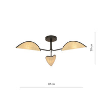 Plafoniera Nordica 3 Luci Gomez In Acciaio Nero E Rattan