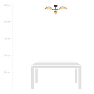 Plafoniera Nordica 3 Luci Gomez In Acciaio Nero E Rattan