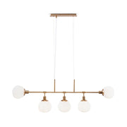 Lampadario Sospensione Erich Metallo Oro Rosa 5 Luci E Diffusori Bianchi