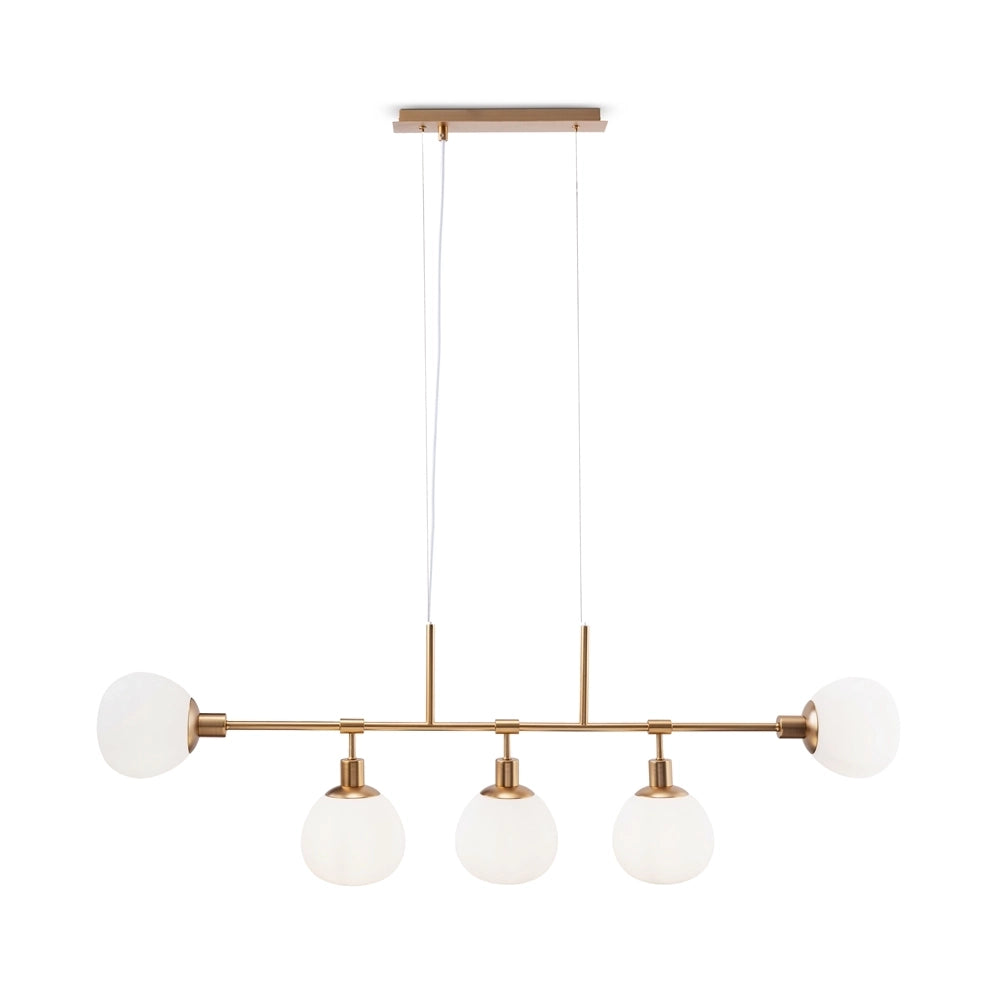 Lampadario Sospensione Erich Metallo Oro Rosa 5 Luci E Diffusori Bianchi