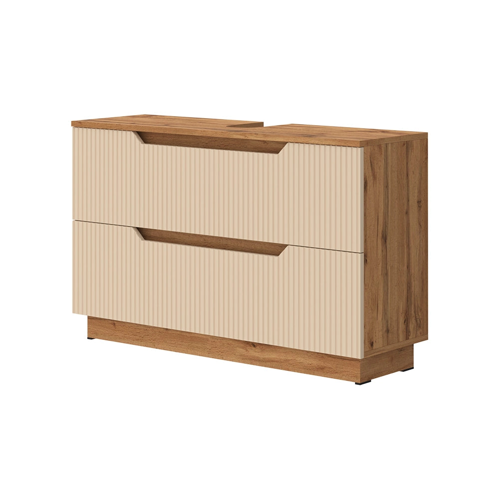 Vicco Mobile sottolavabo per bagno Rovere/cashmere a righe 99.4 x 62.5 cm con 2 cassetti