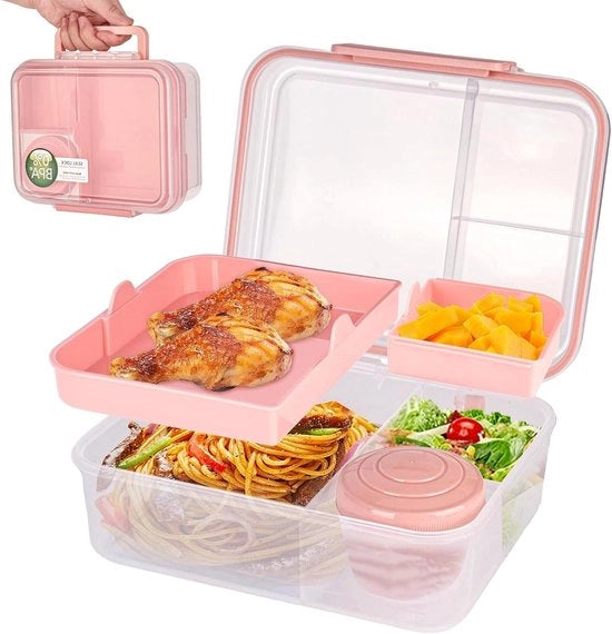 Lunchbox per adulti con contenitori, 1650 ml - Scatola di latta per bambini, snackbox, bento box, slabox, scatola di colazione per scuola, picnic e ufficio
