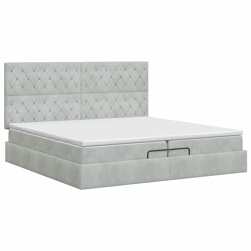Letto ottomano con materasso Grigio Chiaro 200 x 200 cm Velluto 3457671