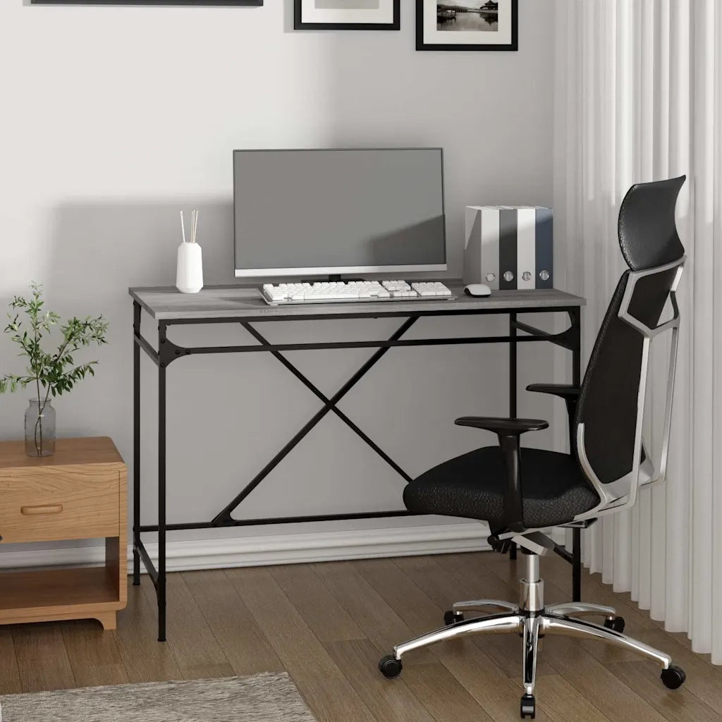 Scrivania | Tavolo da Ufficio Grigio Sonoma 100x50x75 cm Legno Multistrato e Ferro