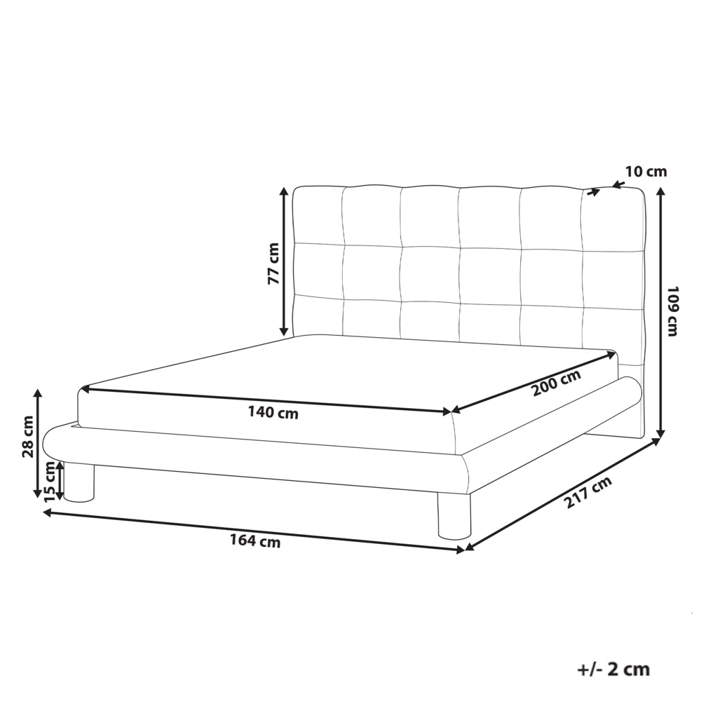 Letto imbottito in bouclé bianco sporco 140 x 200 design scandinavo testata morbida
