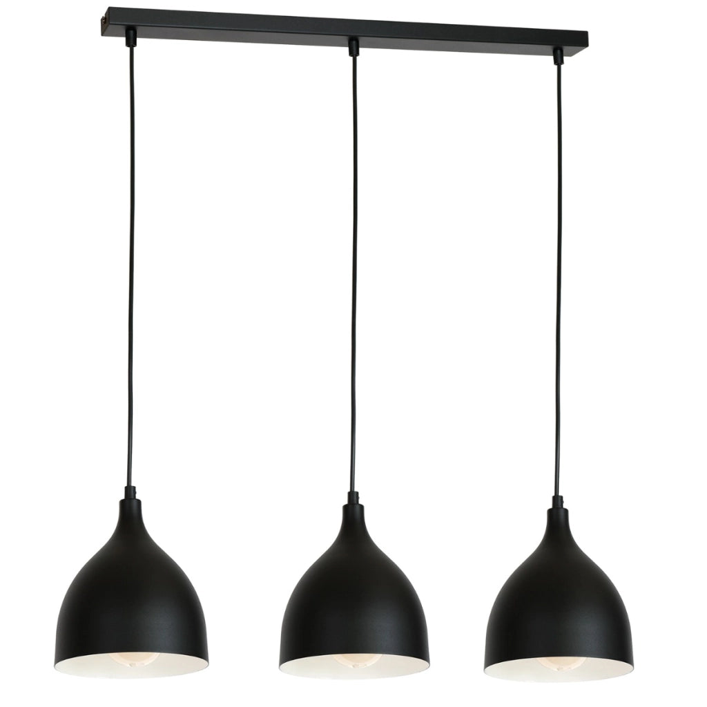 Lampada a sospensione nera Noak Classic 3 luci E27 Luminex