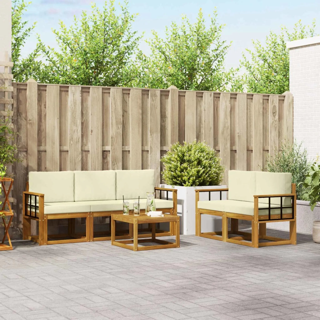 Set di divani da esterno con cuscino 6 pcs Naturale e Crema