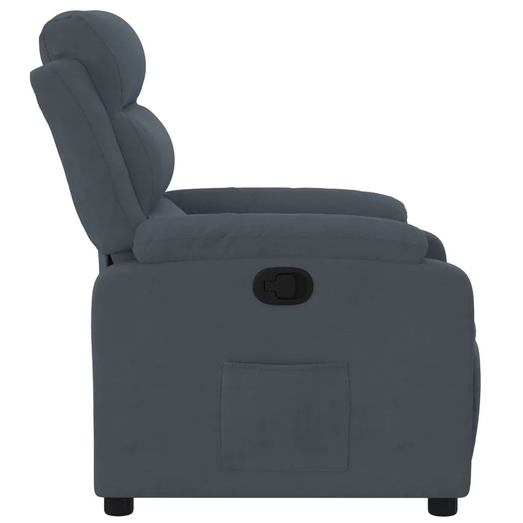 Divano Sedia-Poltrona Reclinabile Grigio Scuro in Velluto 609192