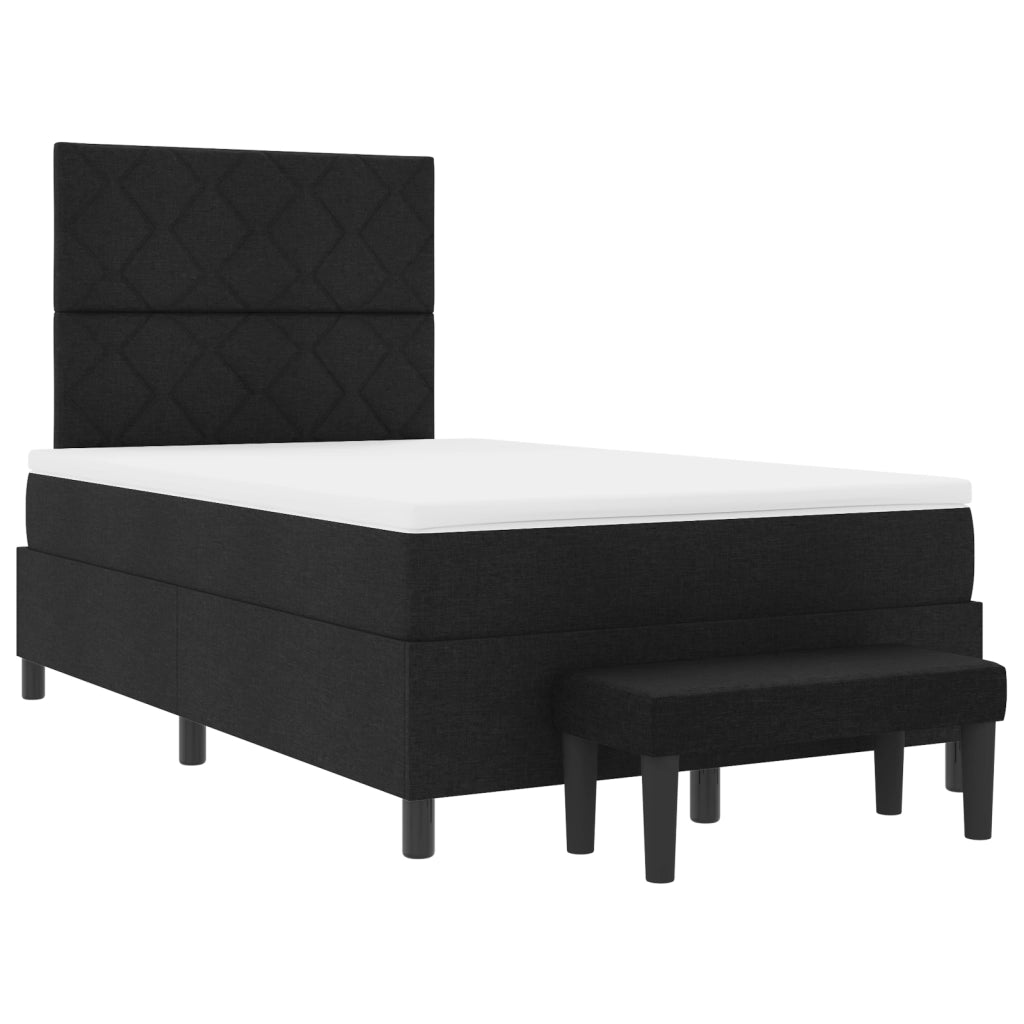 Letto con Box Spring e Materasso Nera 120x200 cm Tessuto