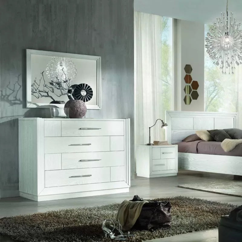 Letto matrimoniale shabby legno bianco frassino con contenitore 185x210x117 - Mobili 2G
