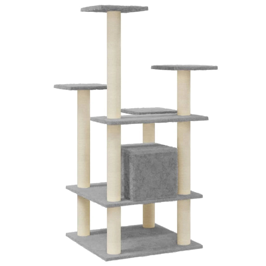 Tiragraffi per gatti torre per arrampicata giocattolo piattaforma per arrampicata con tiragraffi in sisal leggero 110 cm grigio 02_0022549