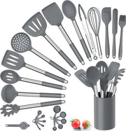 Set di accessori da cucina in silicone da 25 pezzi con contenitore - resistente al calore e alla lavastoviglie