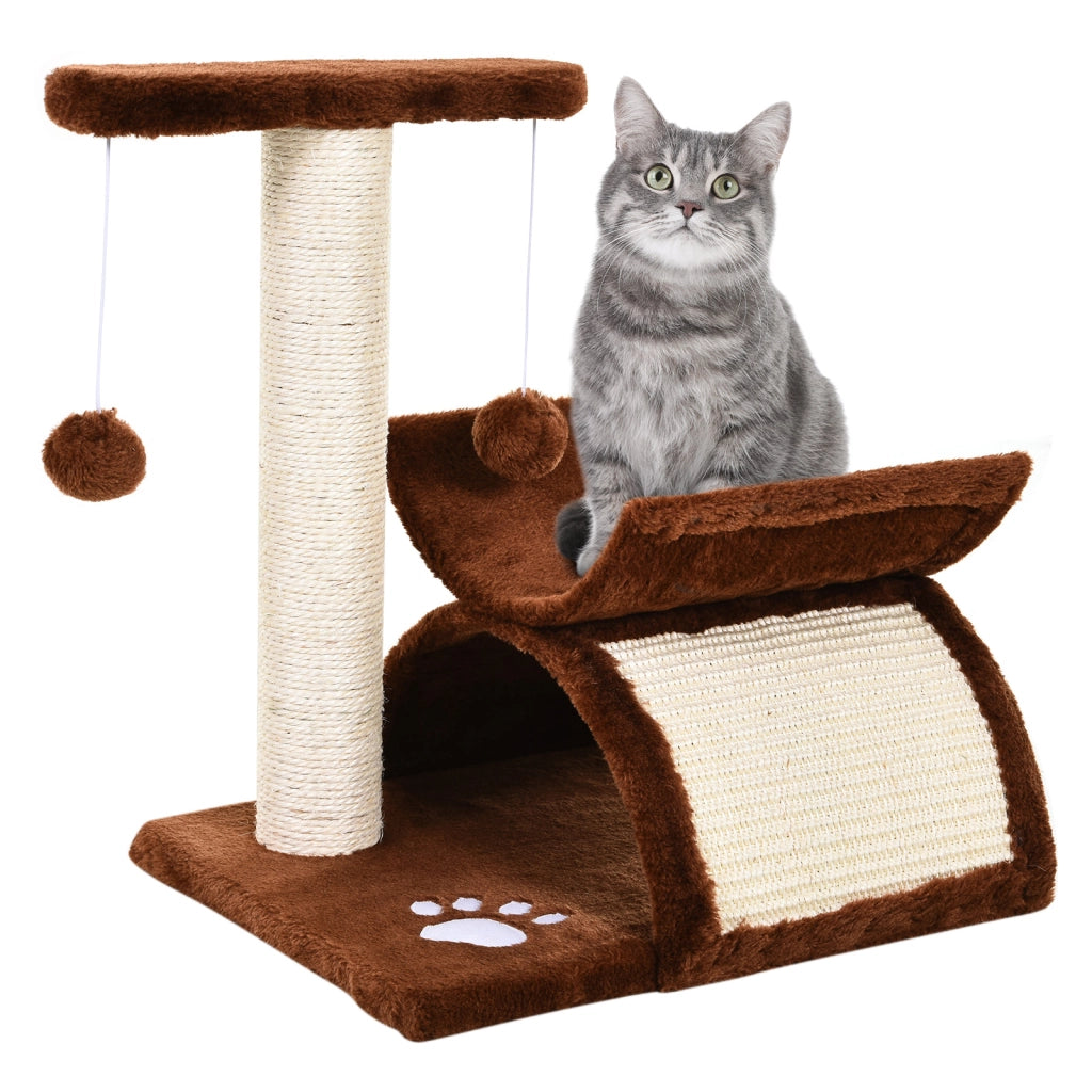 Albero tiragraffi per gatti con tunnel e mensola ¨C zephmum ¨C 43 cm marrone