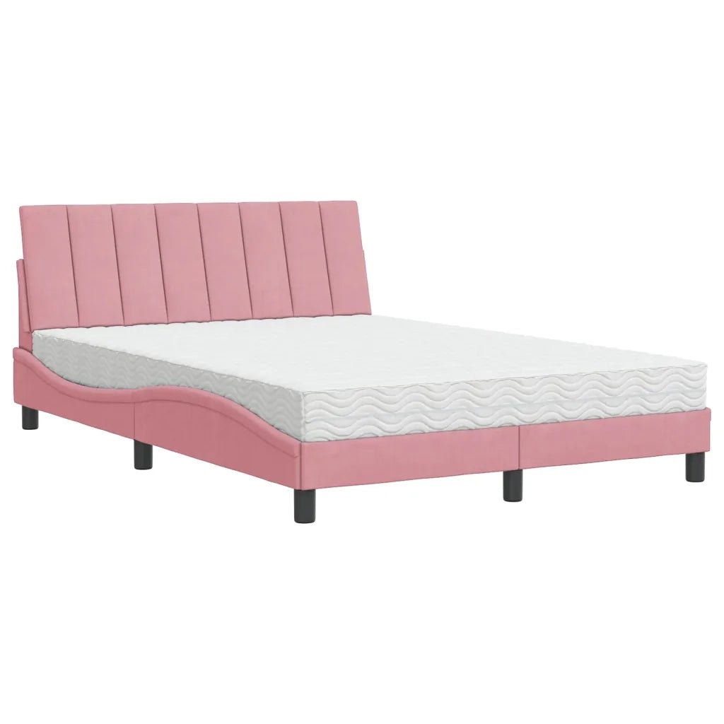Letto con Materasso Hanko Rosa 140x190 cm in Velluto 3208597