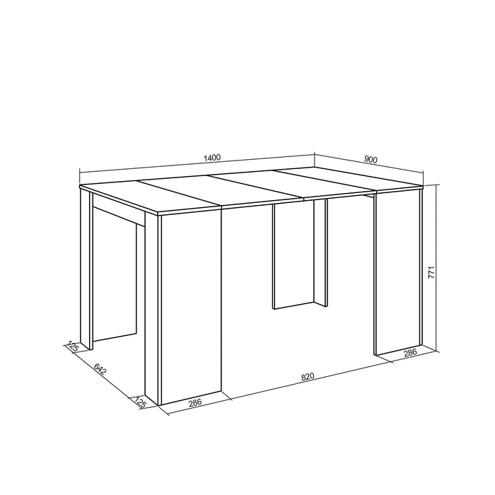 Consolle allungabile, 140x90x77cm, Per 6 persone, Tavolo da pranzo, colore Rovere RF2616