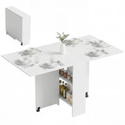 Tavolo da pranzo allungabile pieghevole con ruote ¨C zephmum ¨C bianco 75x140x74 cm