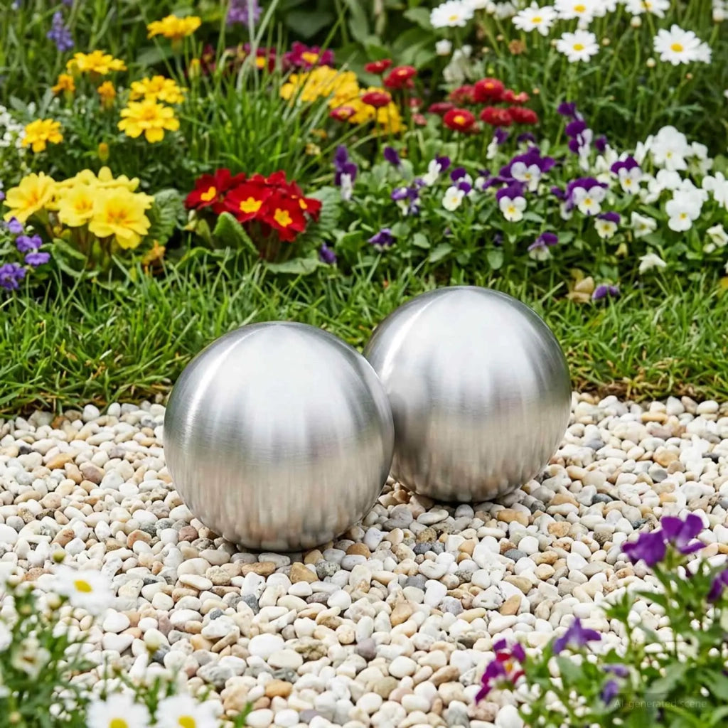Palla Spazzolata 2 pcs Ø 15 cm Argento Acciaio Inossidabile 201 42008415