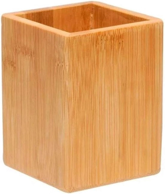 Penne in legno per scrivania, organizzatore per ufficio, per scuola, accessori per ufficio ideale e regalo (quadrato)