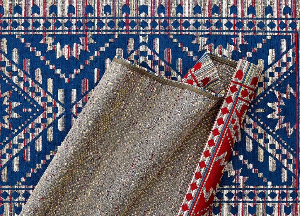 Tappeto Arredo Salotto Antiscivolo Scendiletto Camera Dis. Kenya By Suardi - 65x110 - Blu