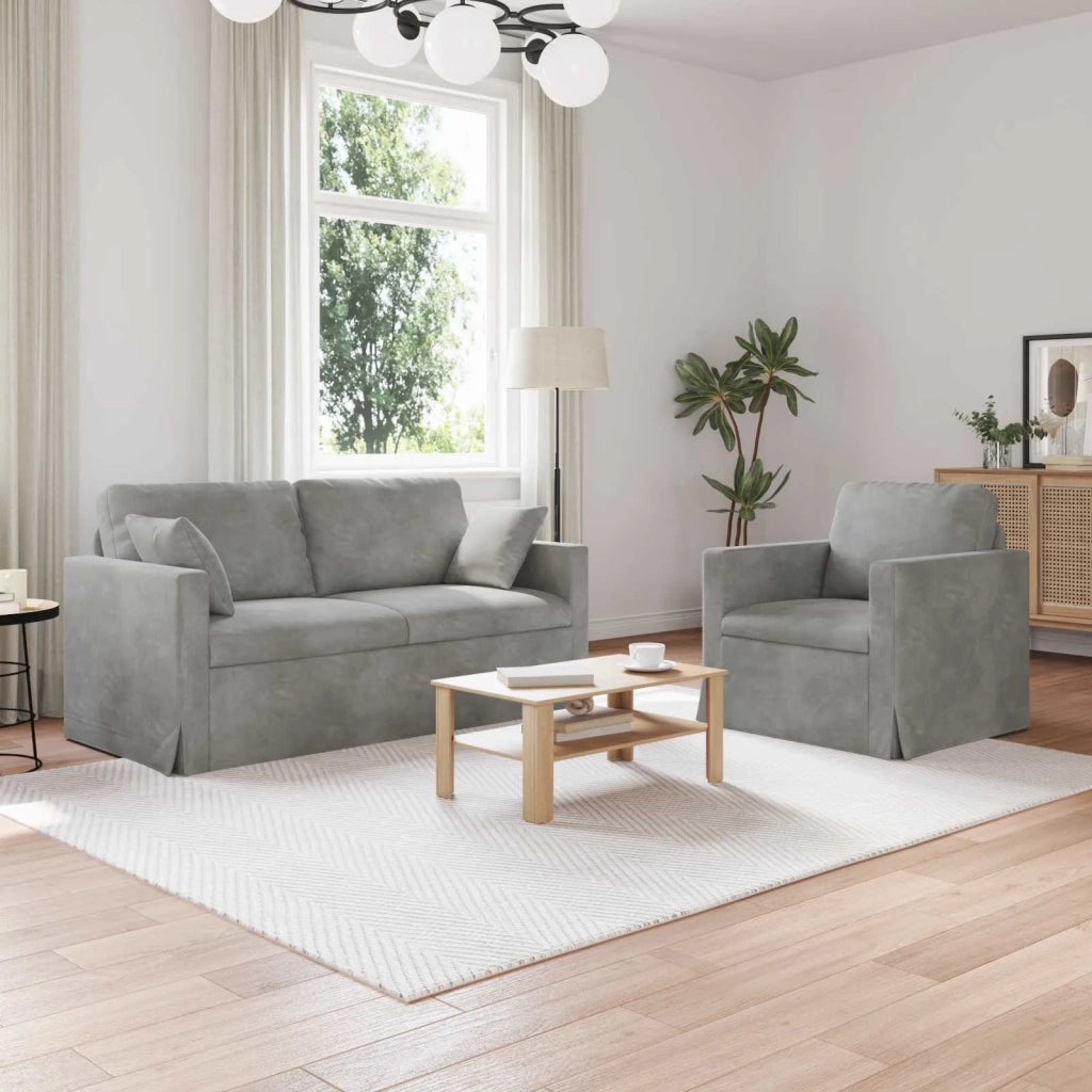 Set di divani 2 pcs Grigio chiaro 158 x 78 x 80 cm Velluto
