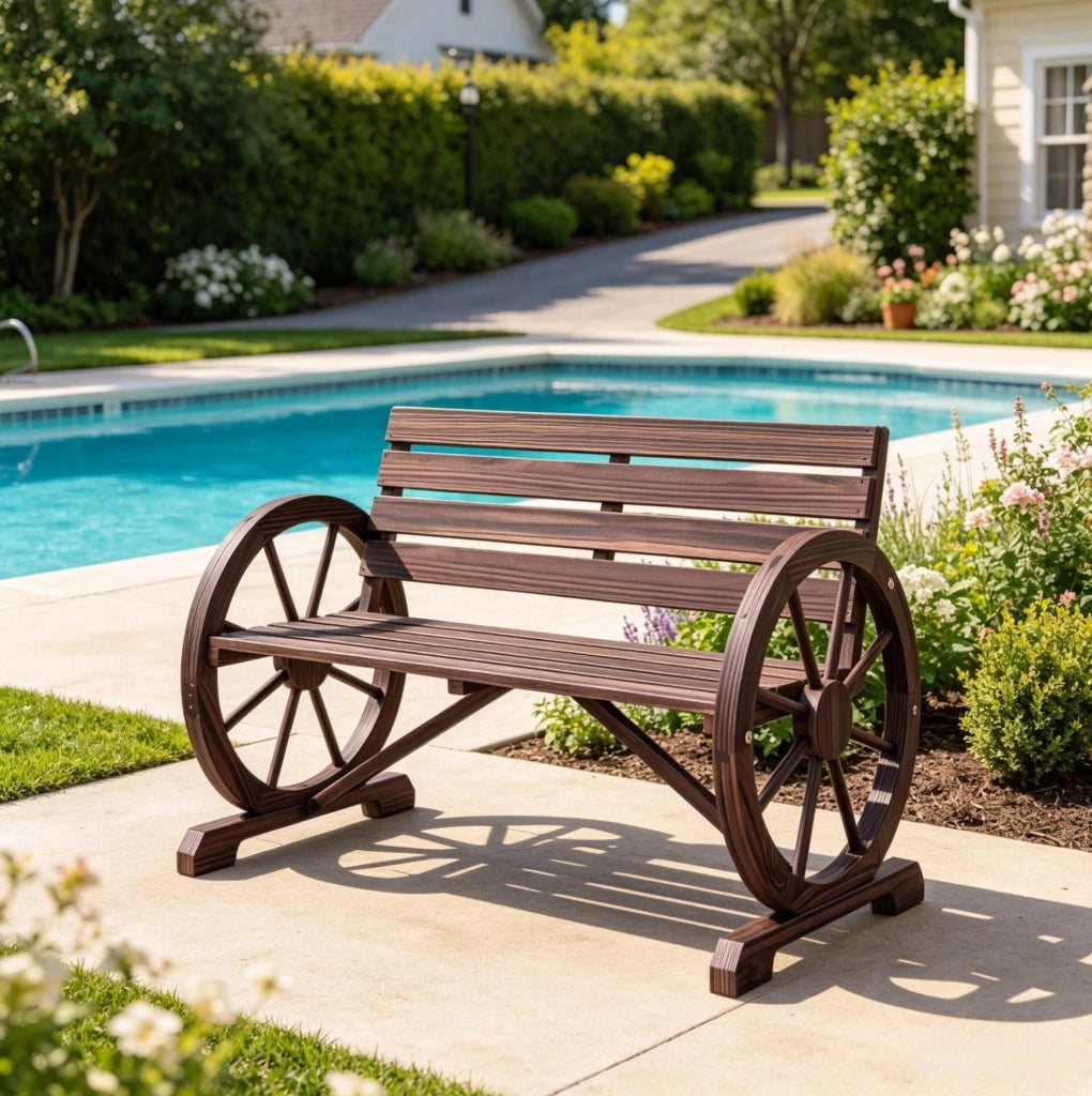 Panchina da giardino in legno stile rustico chic 105;5 x 59 x 75 cm; multicolore