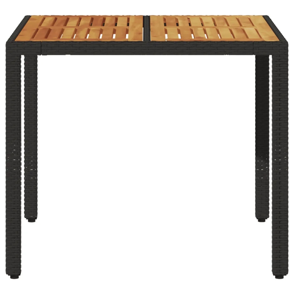 Tavolo Giardino Piano Legno Acacia Nero 90x90x75 cm Polyrattan 365529