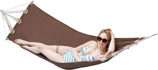 Hangmat estensibile per esterni - 1 persona - Hangmat da giardino - Coton - Tessuto marrone - 190x80cm - Sostiene fino a 100kg