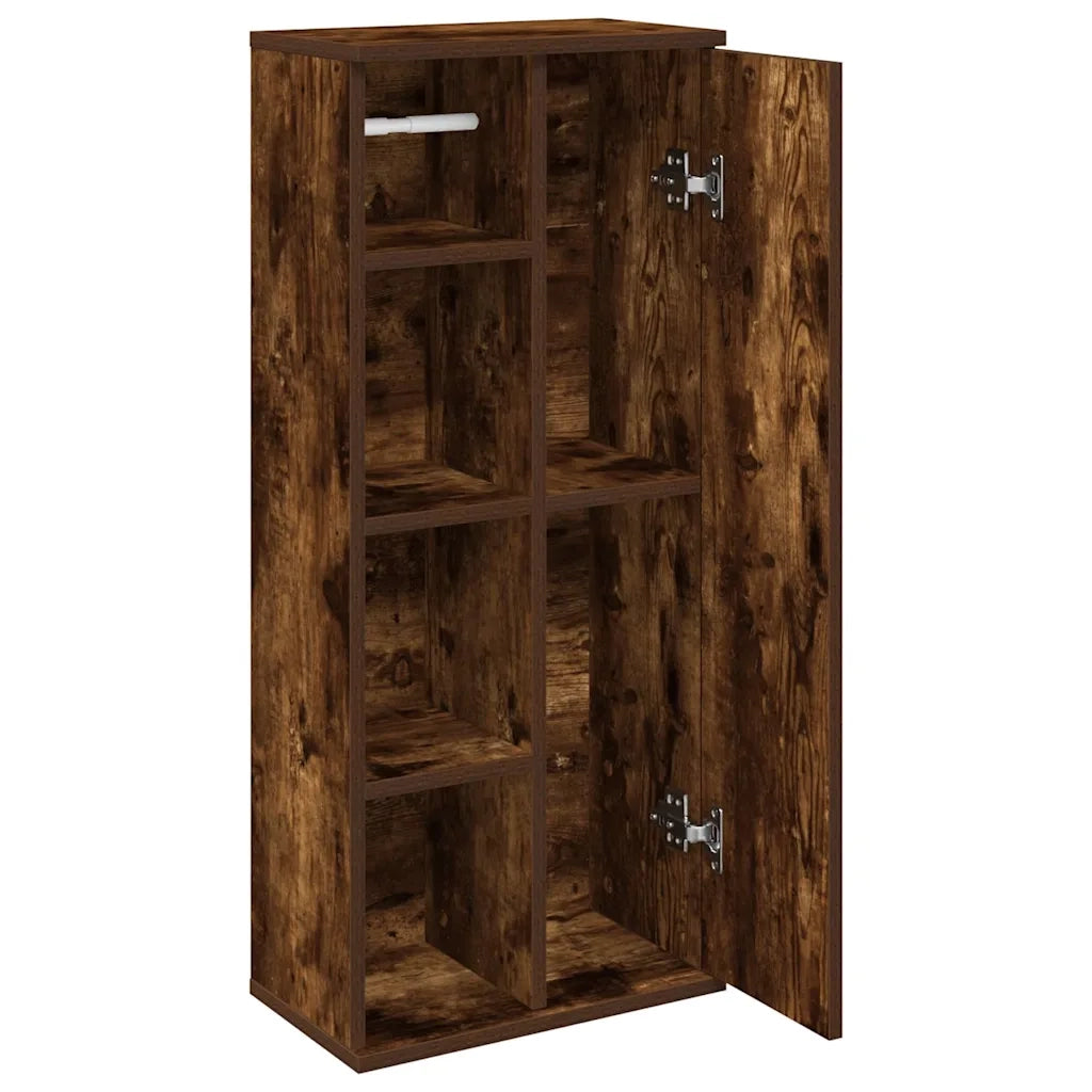 vidaXL Mobile da Bagno con Portarotolo Rovere Fumo 39x22x90 cm