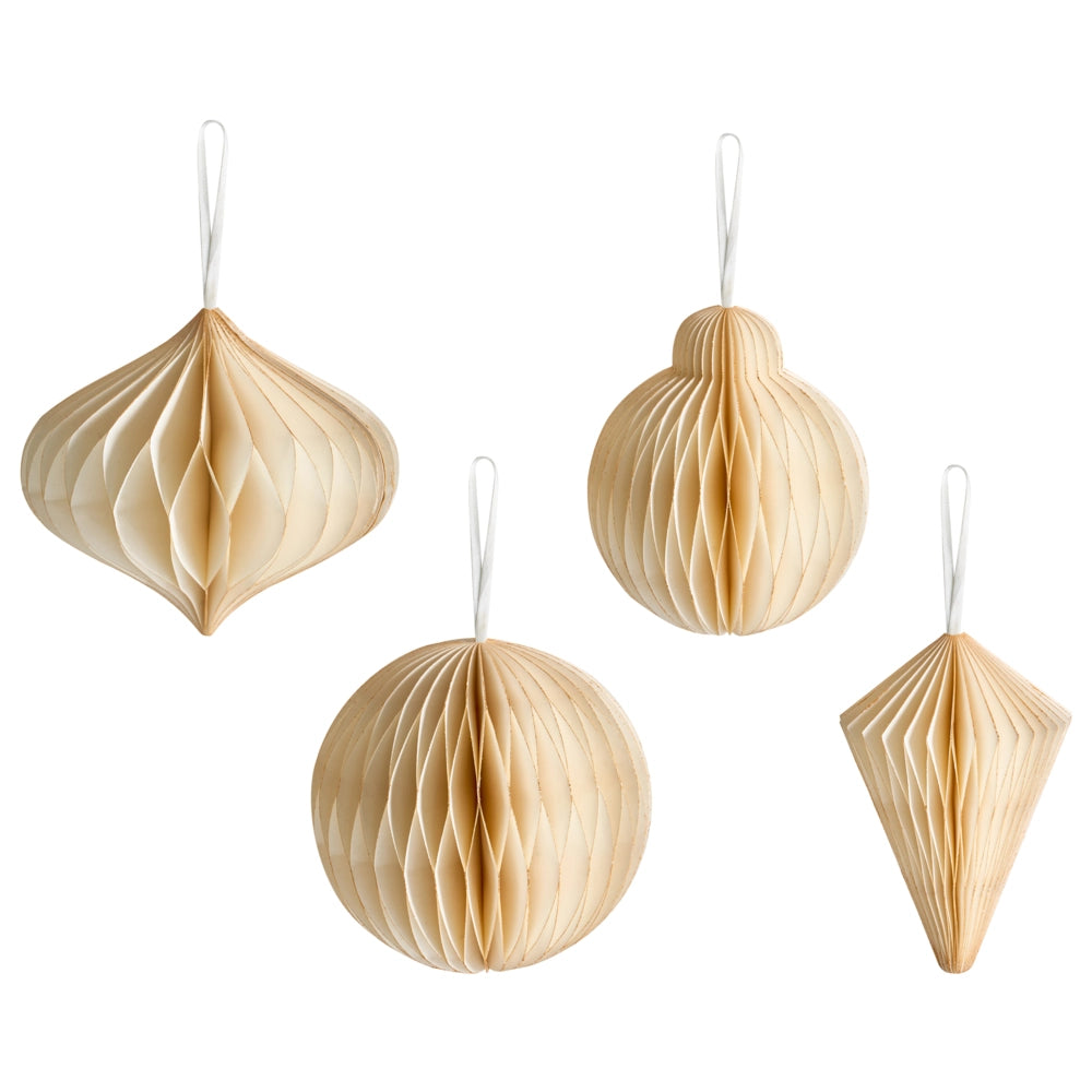Set di 20 palline di Natale in carta a nido d'ape beige da appendere Decorazioni 3D per Natale