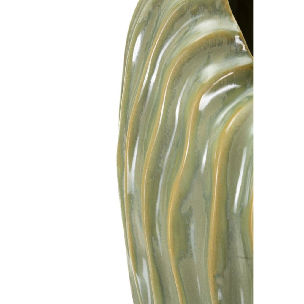 Vaso Decorativo VKH840, Verde, Ceramica, 22x10x39 cm