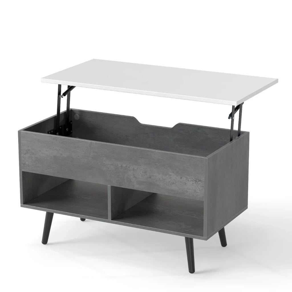 Tavolino da caffè sollevabile 80 x 40 x 58 cm con vano portaoggetti nascosto design moderno per soggiorno legno ingegnerizzato grigio 20_0013799