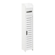 Mobiletto Contenitore Leoben da Bagno con Scomparto Porta Carta Igiencia 80 x 15 x 15 cm - Bianco [en.casa]