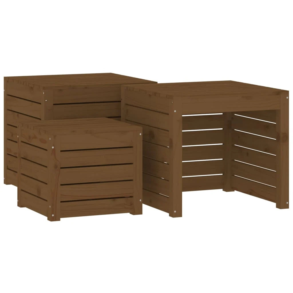 Set di 4 contenitori da giardino in legno massello di pino marrone miele 02_0013182