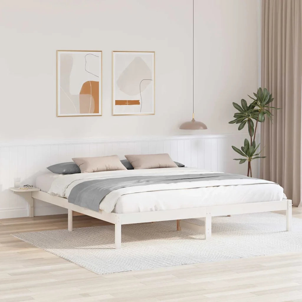 Struttura del letto Bianco 200 x 200 cm Pino massello 873176