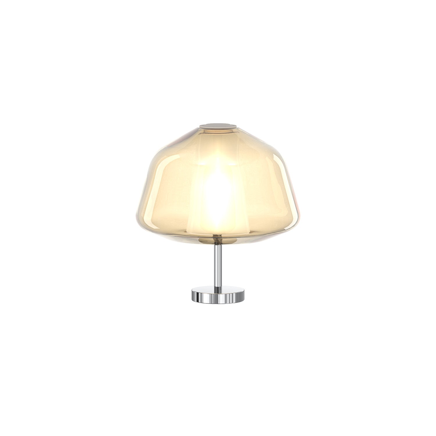 Lampada Contemporanea Double Skin Alpha Metallo Cromo Vetro Ambra 1 Luce E27