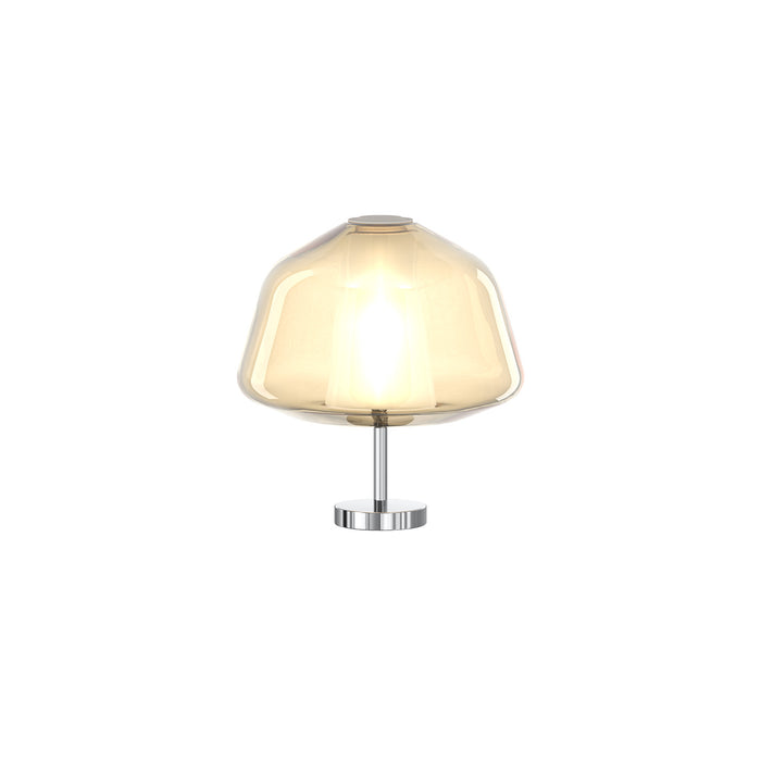 Lampada Contemporanea Double Skin Alpha Metallo Cromo Vetro Ambra 1 Luce E27