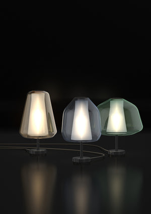 Lampada Conteporanea Double Skin Alpha Metallo Cromo Vetro Verde 1 Luce E27