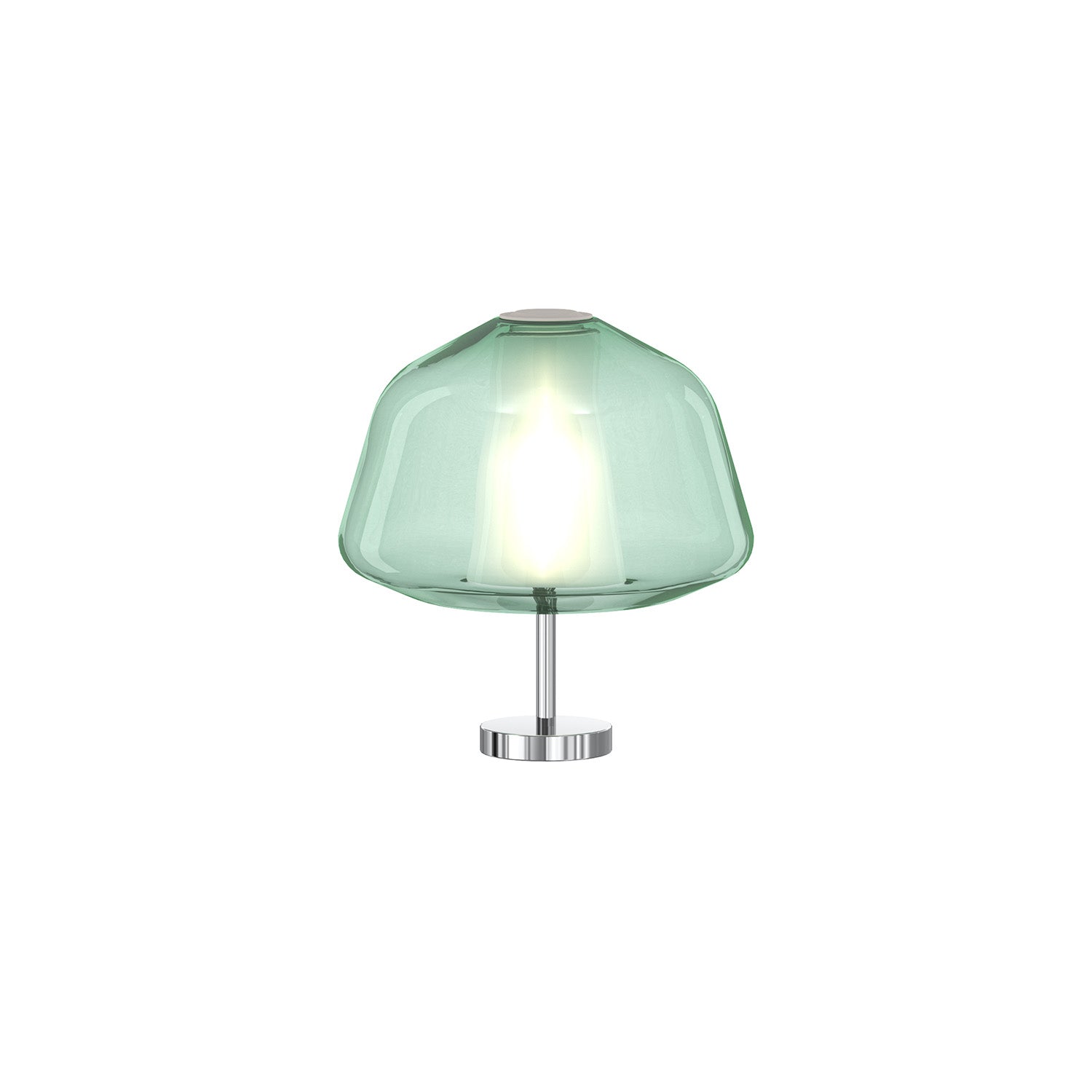 Lampada Conteporanea Double Skin Alpha Metallo Cromo Vetro Verde 1 Luce E27