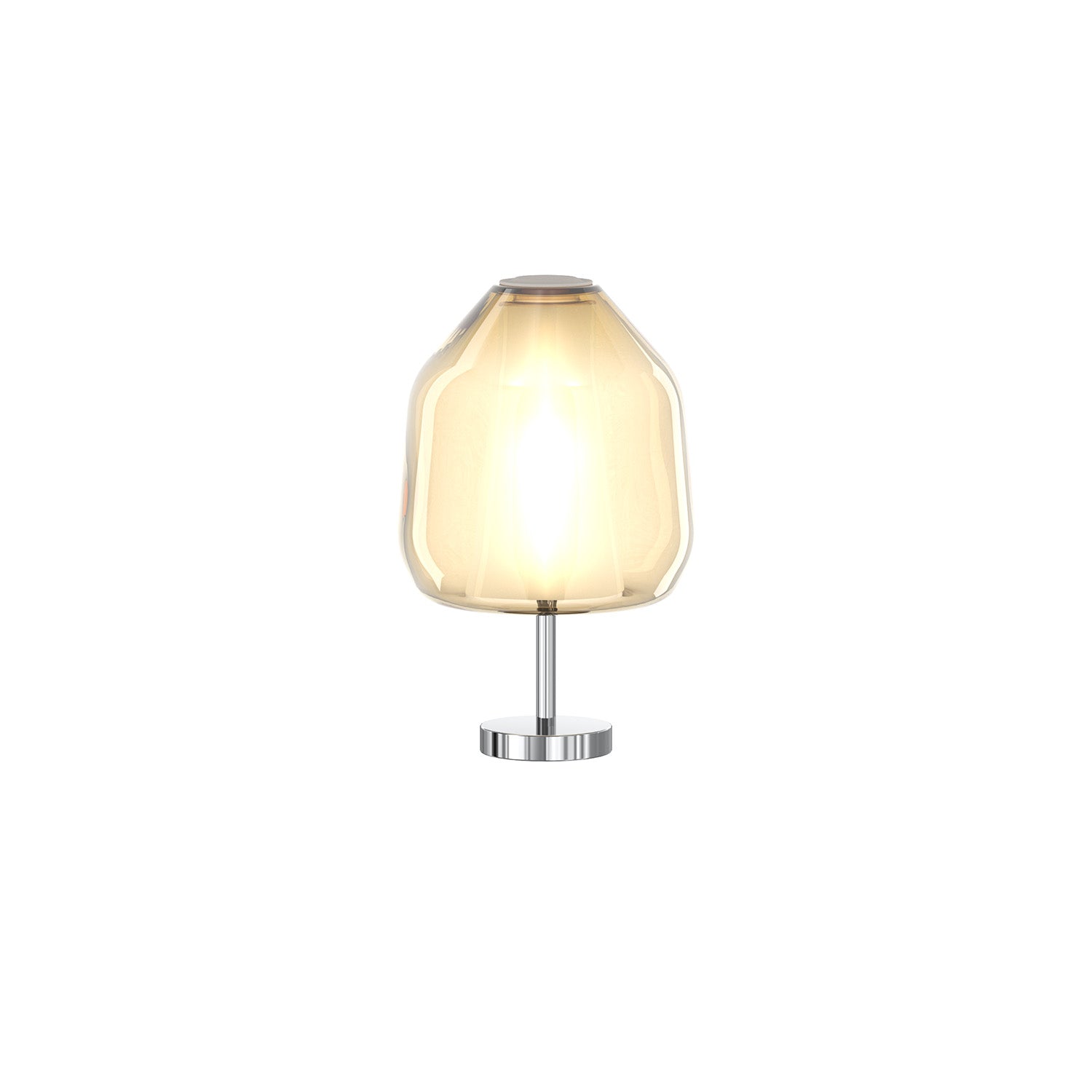 Lampada Contemporanea Double Skin Beta Metallo Cromo Vetro Ambra 1 Luce E27