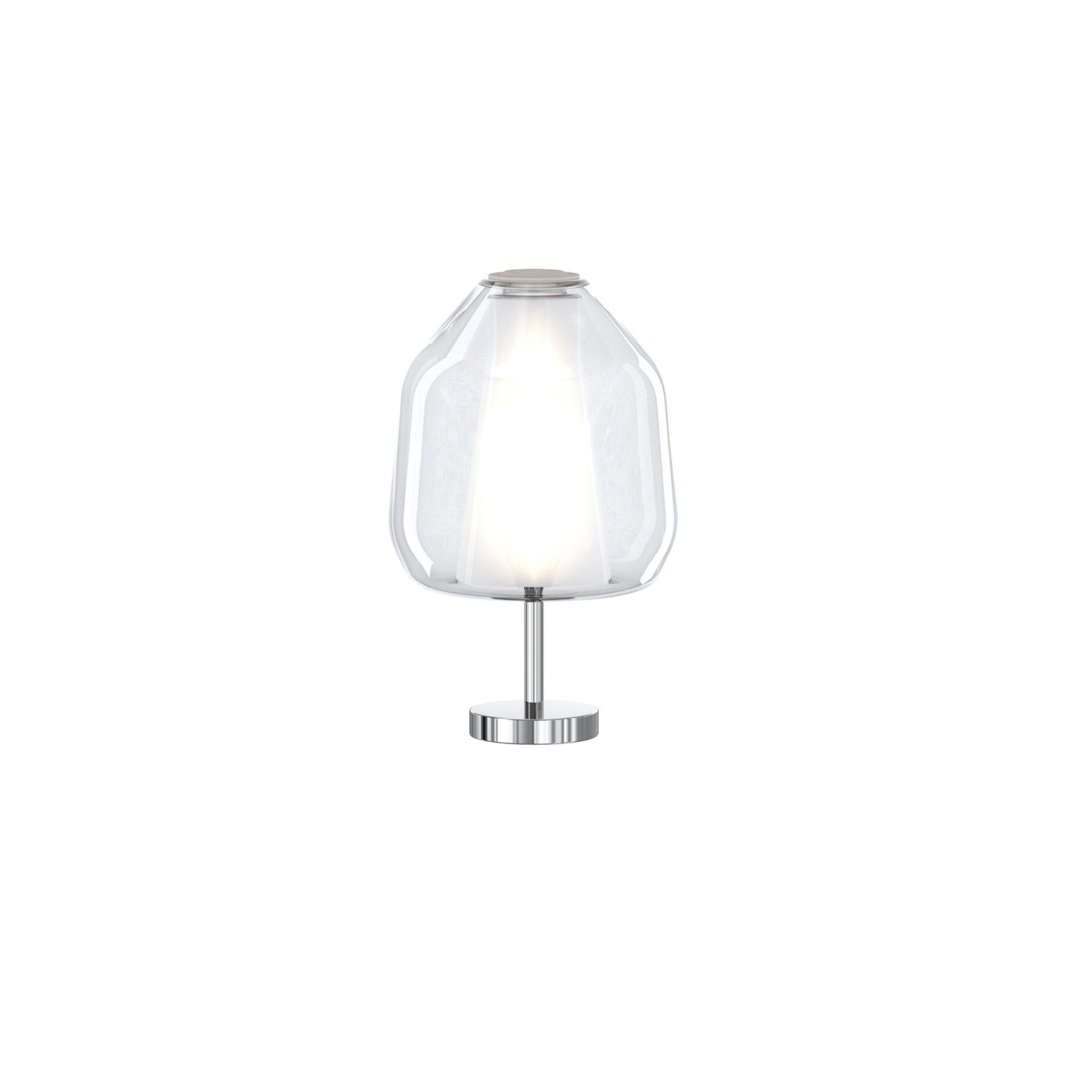 Lampada Contemporanea Double Skin Beta Metallo Cromo Vetro Trasp. 1 Luce E27
