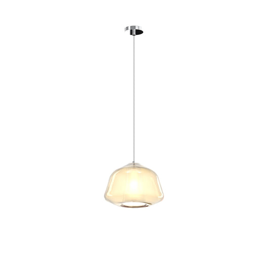 Sospensione Contemporanea Double Skin Alpha Metallo Cromo Vetro Ambra 1 Luce E27