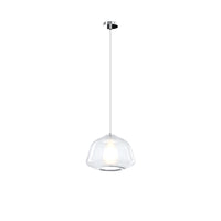 Sospensione Contemporaneo Double Skin Metallo Cromo Vetro Trasp 1 Luce E27